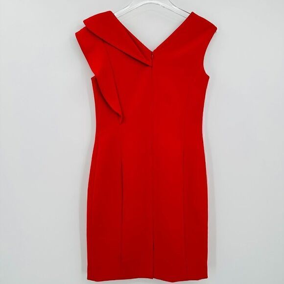 Rickie Freeman Teri Jon Size 2 Red V Neck Cocktail Sheath Dress Mini Occasion - Picture 9 of 9